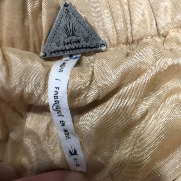 Free People ivory Mesh GoldSequin Skirt WidePant M - Picture 7 of 7